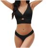 Twist Front Swim Suits for Women 2024 Trendy Solid Color Bikini Push Up Brazilian Swimwear High Cut Beachwear Set Swimsuit view 1