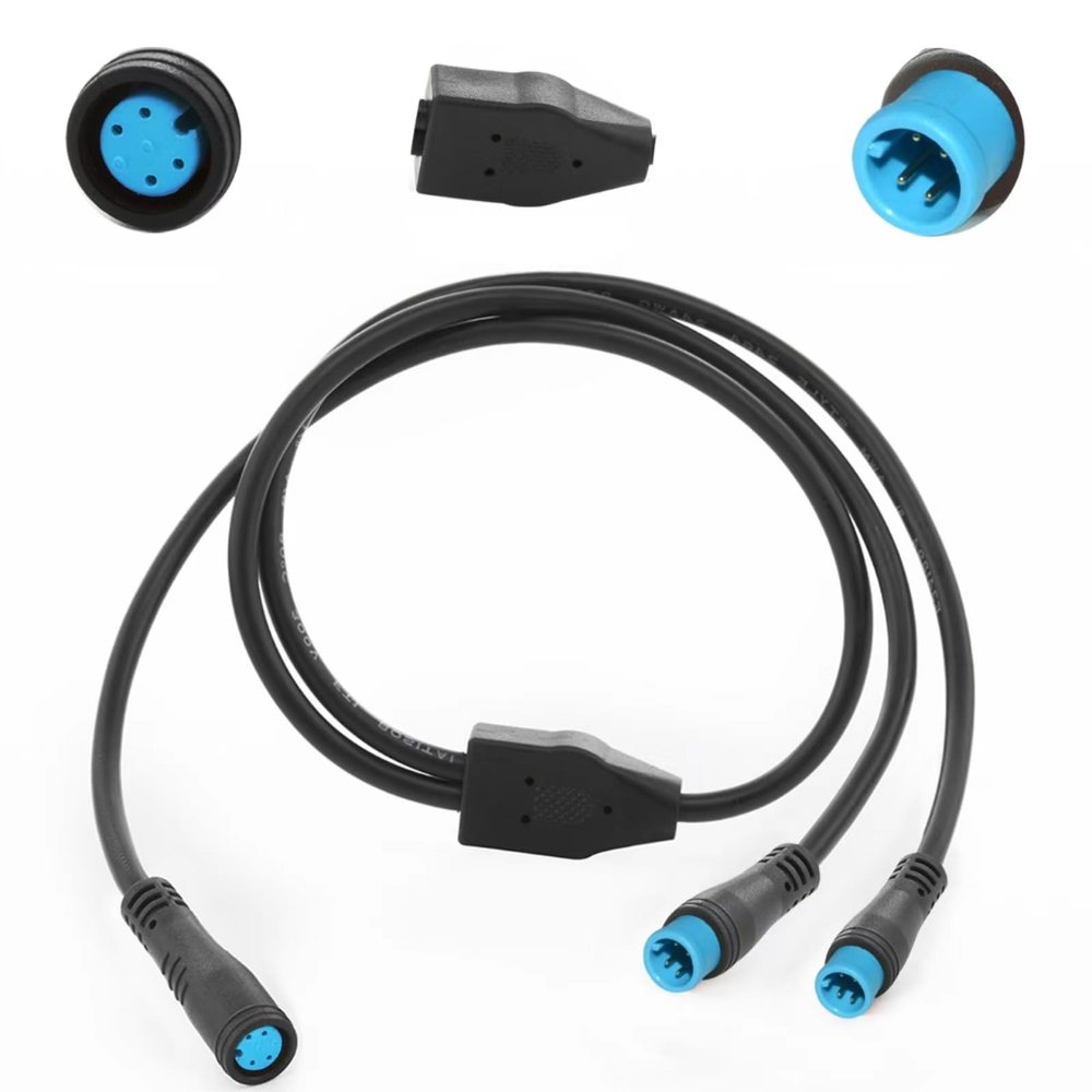 EDENCOMERS Electric Bicycle 1T2 Extension Cable Y-Split Extension Wire with Waterproof Connector for Light,Throttle,Gear Sensor and Brake in Ebike Modification Kit (1T2 4pin 24"-2M1F)