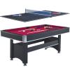 6 Ft Multi Game Billiarb/Pool Table with Table Tennis Top for Family Game Rooms, Lounge, Bar or Clubs, Including Cues, Balls and Paddles (Black with Red Felt) view 1
