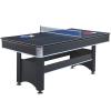 6 Ft Multi Game Billiarb/Pool Table with Table Tennis Top for Family Game Rooms, Lounge, Bar or Clubs, Including Cues, Balls and Paddles (Black with Red Felt) view 3