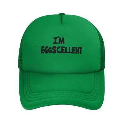 I'm Eggscellent Men's Vintage Mesh Trucker Hat Outdoor Sport Summer Baseball Cap Green