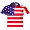 Boys American Flag Patriotic Golf Polo 4th of July Stars Stripes Pieced Short Sleeve Button Down Shirt, Red, X-Large view 1