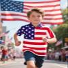 Boys American Flag Patriotic Golf Polo 4th of July Stars Stripes Pieced Short Sleeve Button Down Shirt, Red, X-Large view 4