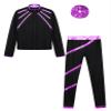 Huimingda Kids Girls Figure Skating Outfit Shiny Ice Skating Jacket with Athletic Leggings Sets Performance Dancewear Purple A 8 Years view 3