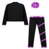 Huimingda Kids Girls Figure Skating Outfit Shiny Ice Skating Jacket with Athletic Leggings Sets Performance Dancewear Purple A 8 Years view 4
