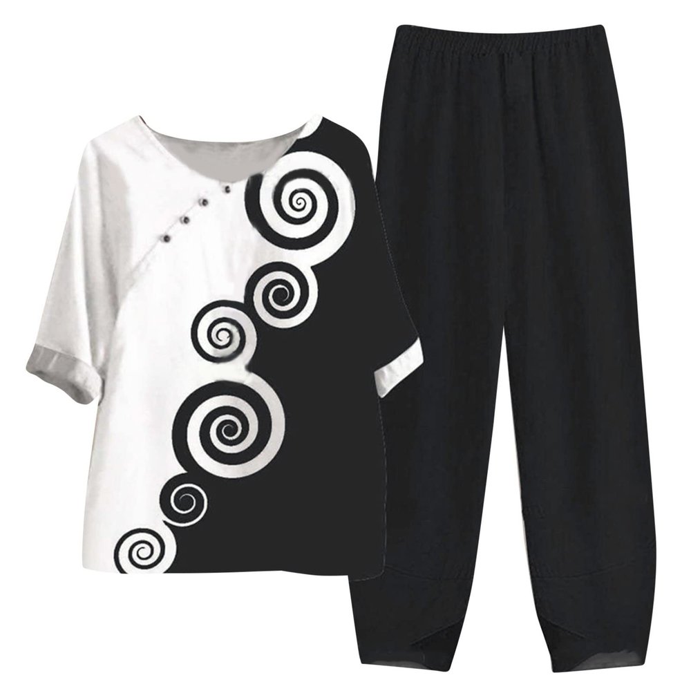 NineFit Basics Two Piece Outfits for Women Fall Womens Outfits Womens Capris Dressy Casual Womens Two Piece Pants Set Plus Size Outfits for Women 2 Piece Sets Dressy Palazzo Pants Wedding,K-Black,XX-Large