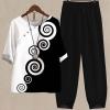 NineFit Basics Two Piece Outfits for Women Fall Womens Outfits Womens Capris Dressy Casual Womens Two Piece Pants Set Plus Size Outfits for Women 2 Piece Sets Dressy Palazzo Pants Wedding,K-Black,XX-Large view 2