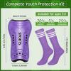 Chuarry 2 Set Soccer Shin Guards for Girls with Socks Toddler Shin Pads Football Kids Sport Protection Lightweight Gear Leg Protection for 3-15 Girls Boys Children Teens(S,Purple) view 2