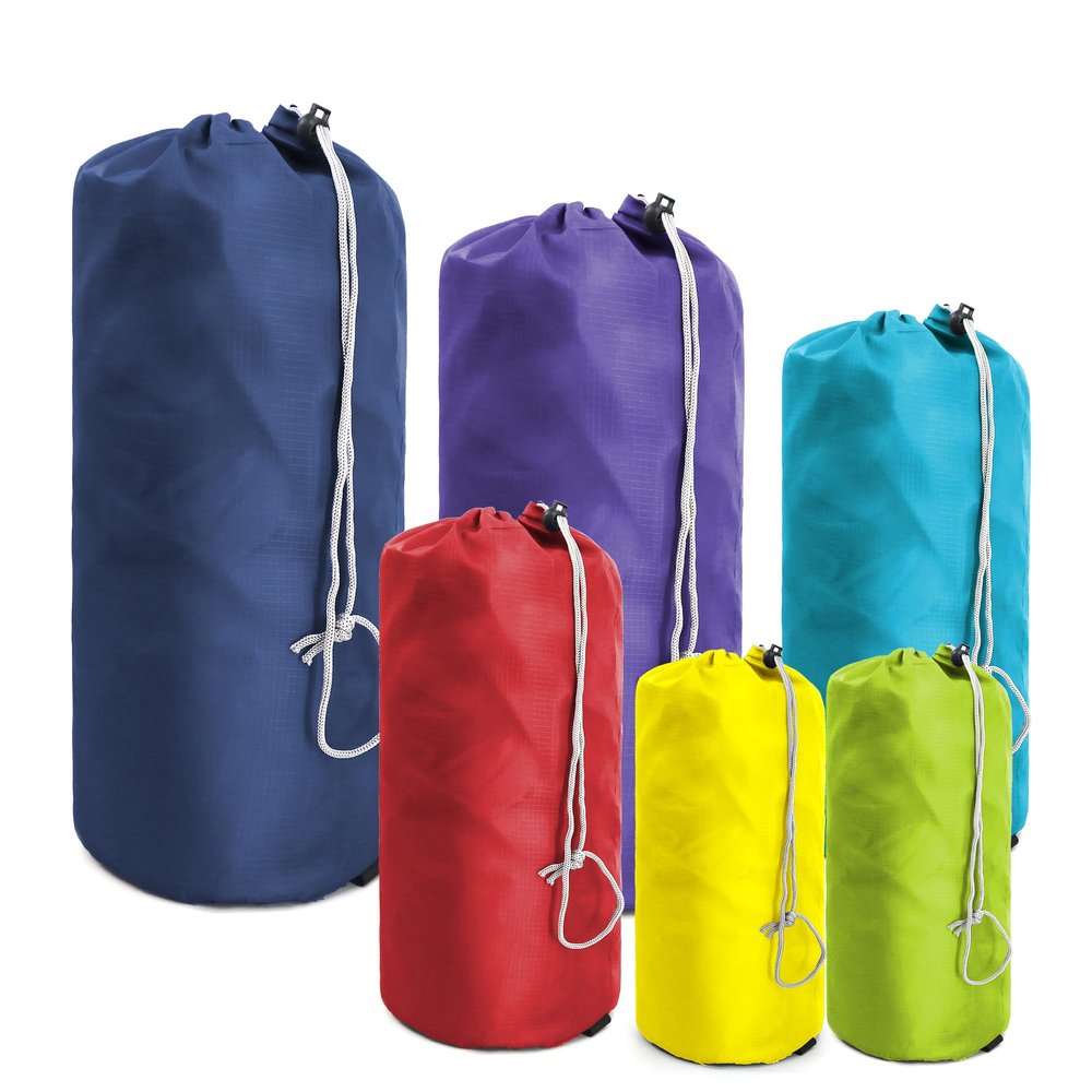 BeeGreen Ditty-Bags-Stuff-Cinch-Bags-for-Backpacking 6 Pack Small Drawstring with Dust Flap Compression Sack Bags Foldable Lightweight