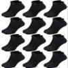 Duufin 12 Pairs Kids Athletic Ankle Socks Kid's Athletic Low Cut Socks Half Cushion Black Sock for Boys Girls, 10-15Years view 1