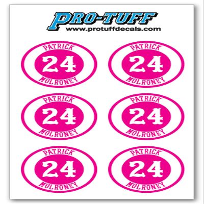 Bat Knob Decals for Baseball Softball Traditional Old Fashioned Letters Number Bats Handle Stickers Set of 4 (Pink/White)
