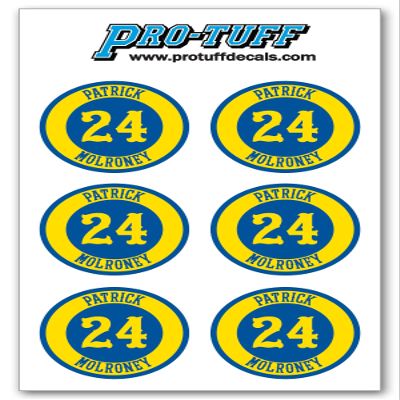 Bat Knob Decals for Baseball Softball Traditional Old Fashioned Letters Number Bats Handle Stickers Set of 4 (Royal/Gold)