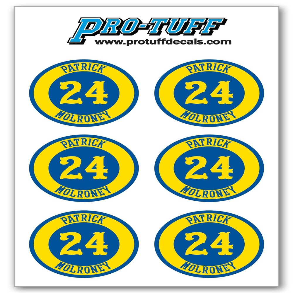 Bat Knob Decals for Baseball Softball Traditional Old Fashioned Letters Number Bats Handle Stickers Set of 4 (Royal/Gold)