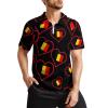 I Love Belgium Red Heart Men's Zippered Polo Shirt Casual Slim Fit Short Sleeve Golf T Shirts view 1