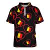 I Love Belgium Red Heart Men's Zippered Polo Shirt Casual Slim Fit Short Sleeve Golf T Shirts view 2