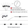 Conskyee 600 Pieces Fishing Rubber Bobber Stops, 6 in 1 Float Sinker Stoppers, Soft Beads Stop for Fishing Line, Black Oval Stopper, Size L (L, M, S Available) view 2