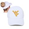 Ponyflo Women's Baseball Cap - Curly Hair Ponytail Hat for Active Wear - WV Mountaineers West Virginia Hat view 1