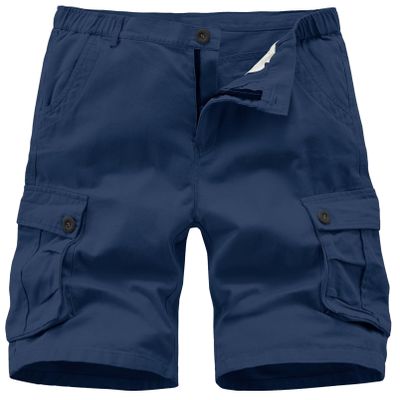 Vcansion Men's Casual Outdoor Loose Fit Multi-Pockets Cotton Wide Leg Cargo Shorts Dark Blue US 32