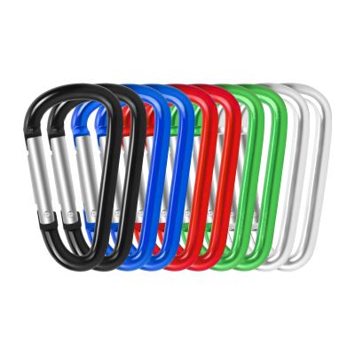 ASLXZRK 10 Pack Carabiner Clip 2.28 Aluminium D-Ring Carabiner Multi-Coloured Carabiner Hooks for Camping, Hiking, Backpacking or Other Outdoor Activities, #7, black,blue,red,green,grey
