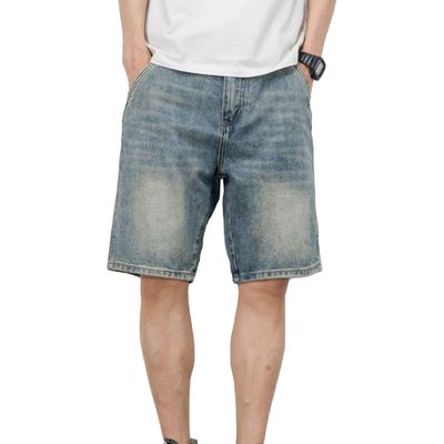 JEsilunmaMY Men's Trend Distressed Ripped Denim Shorts Relaxed Fit Straight Leg Jeans Shorts Summer Casual Wash Short Jeans (Blue2,33)