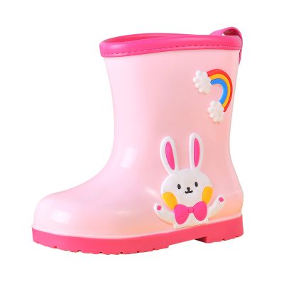 Little-Kids Cute Cartoon Rain Boots Fashion Non Slip Lightwight aterproof Soft Bottom Rain Boots Unisex-Child (Pink, 13 Little Child)