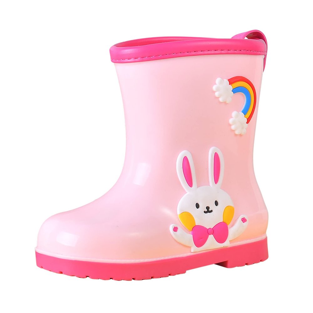 Little-Kids Cute Cartoon Rain Boots Fashion Non Slip Lightwight aterproof Soft Bottom Rain Boots Unisex-Child (Pink, 13 Little Child)