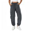 COPYLEAF Womens Parachute Cargo Pants with Pockets Quick Dry Hiking Pants Lightweight Water-Resistant Baggy Joggers(Grey XL) view 1