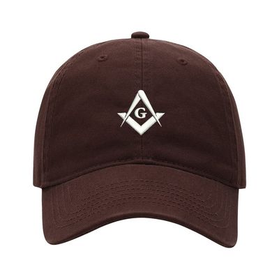 Baseball Cap Men Women Masonic Embroidered Unisex Classic Adjustable Strapback Dad Hat (7 1/2,Brown)