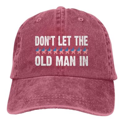 Don't let The Old Man in Vintage American Flag Baseball Hat Denim Cap Adjustable Strap for Men Women