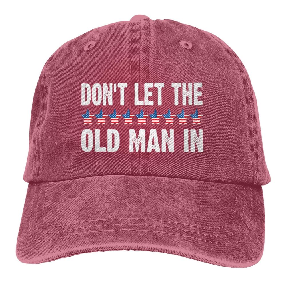 Don't let The Old Man in Vintage American Flag Baseball Hat Denim Cap Adjustable Strap for Men Women