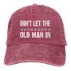 Don't let The Old Man in Vintage American Flag Baseball Hat Denim Cap Adjustable Strap for Men Women view 1