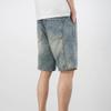 JEsilunmaMY Men's Trend Distressed Ripped Denim Shorts Relaxed Fit Straight Leg Jeans Shorts Summer Casual Wash Short Jeans (Blue2,31) view 3