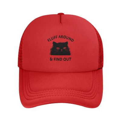 Fluff Around and Find Out Men's Vintage Mesh Trucker Hat Outdoor Sport Summer Baseball Cap Red