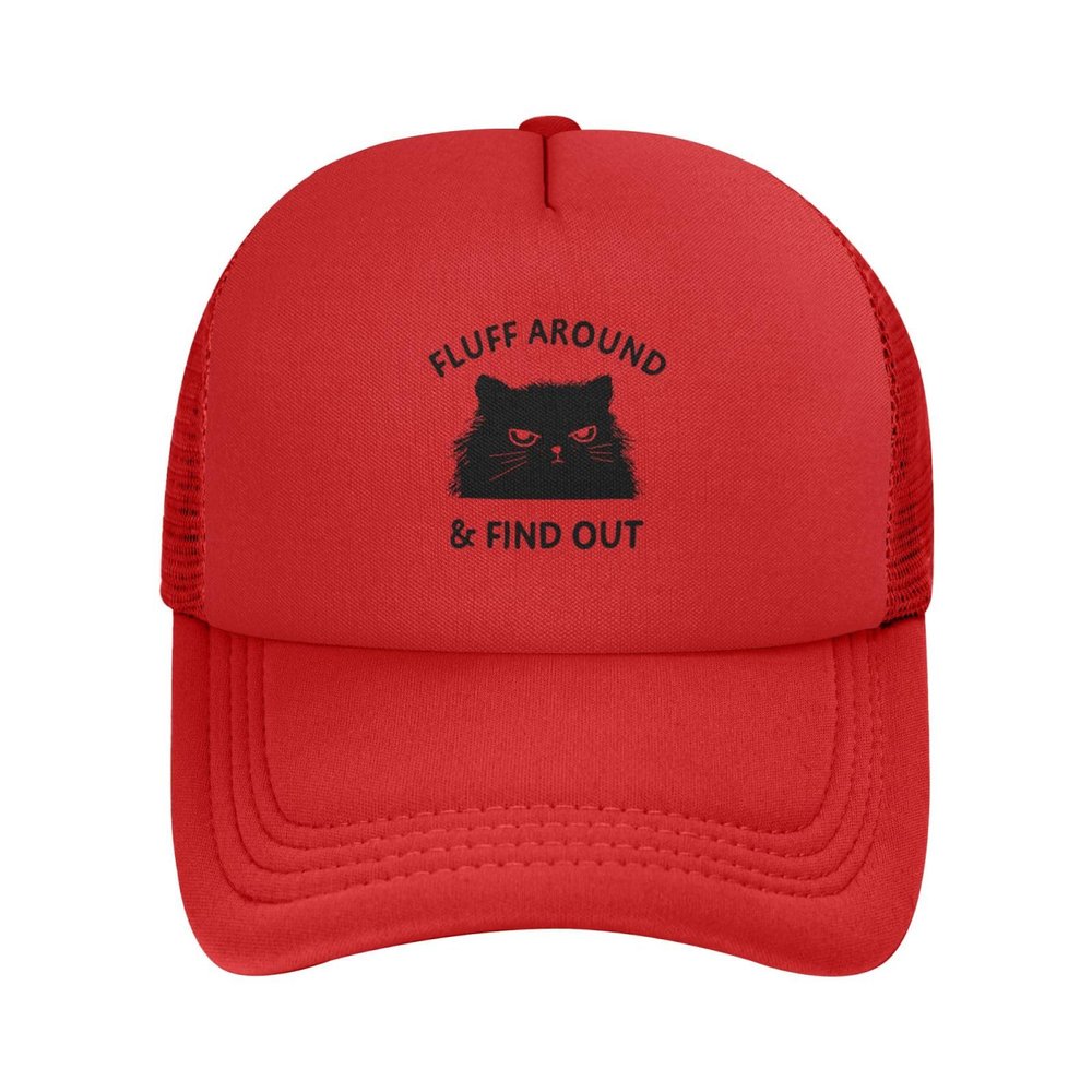 Fluff Around and Find Out Men's Vintage Mesh Trucker Hat Outdoor Sport Summer Baseball Cap Red