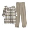 NineFit Basics Sets for Women Yoga Pants Set Womens Capris Dressy Casual Gauze Sets for Women 2 Piece Women's Summer Outfits Summer Beach Pants,L-Beige,Medium view 1