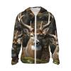 Camouflage Deer Print Sun Protection Hoodie Jacket Full Zip Long Sleeve Sun Shirt with Pockets for Outdoor view 1