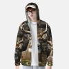 Camouflage Deer Print Sun Protection Hoodie Jacket Full Zip Long Sleeve Sun Shirt with Pockets for Outdoor view 4