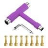 PATIKIL All-in-One Skate Tool with 8 Skateboard Hardware Screw Bolts, Multi-Function Portable Skateboard Tool T Wrench with L-Type Cross Head Screwdriver for Roller Skate, Purple view 1