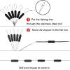 Conskyee 600 Pieces Fishing Rubber Bobber Stops, 6 in 1 Float Sinker Stopper, Soft Beads Stop for Fishing Line, Black Column Stoppers, Size S (L, M, S Available) view 3