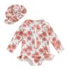 MERSARIPHY Baby Girl One-Piece Swimsuit Rash Guard Toddler Infant Zipper Long Sleeve Swimwear+Hat Bathing Suit Swimwear (Pink Floral S, 6-9 Months) view 1