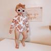 MERSARIPHY Baby Girl One-Piece Swimsuit Rash Guard Toddler Infant Zipper Long Sleeve Swimwear+Hat Bathing Suit Swimwear (Pink Floral S, 6-9 Months) view 2