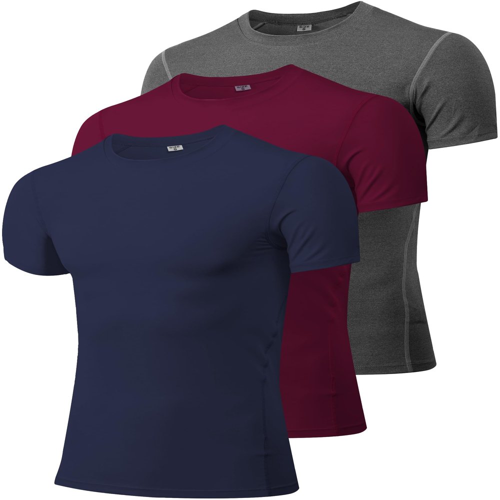 Men's Compression Shirts Athletic Workout Shirt Short Sleeve Sports Base Layer Gym Undershirts Running Top