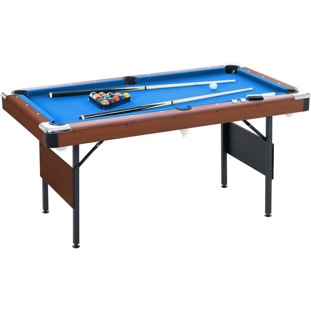 Ditkoko Billiard Table, 64" Folding Pool Table with with Balls, Cues, Chalk, Brush and Triangle, Pool Table Set for Family Game Room, Adult Rrec Room, Basements, Man cave or Garage (Blue & Brown)