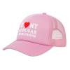 NineFit Basics I Love My Cougar Girlfriend Men's Vintage Mesh Trucker Hat Outdoor Sport Summer Baseball Cap Pink view 2