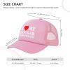 NineFit Basics I Love My Cougar Girlfriend Men's Vintage Mesh Trucker Hat Outdoor Sport Summer Baseball Cap Pink view 3
