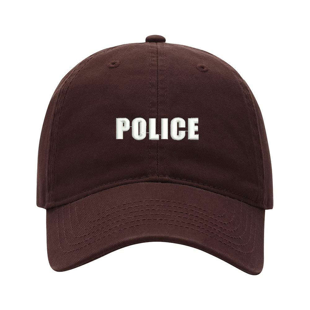 Baseball Cap Men Women Police Embroidered Unisex Classic Adjustable Strapback Dad Hat (7 1/2,Brown)