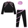 Huimingda Kids Girls Figure Skating Outfit Shiny Ice Skating Jacket with Athletic Leggings Sets Performance Dancewear Pink A 8 Years view 3