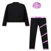 Huimingda Kids Girls Figure Skating Outfit Shiny Ice Skating Jacket with Athletic Leggings Sets Performance Dancewear Pink A 8 Years view 4