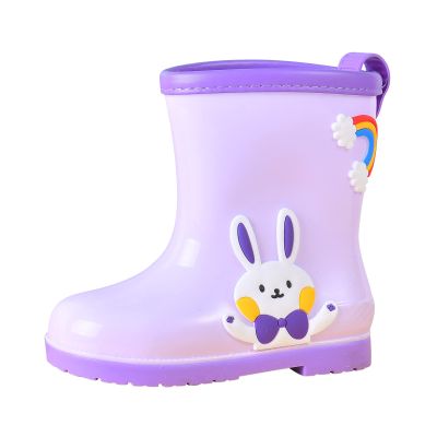 Little-Kids Cute Cartoon Rain Boots Fashion Non Slip Lightwight aterproof Soft Bottom Rain Boots Unisex-Child (Purple, 1 Big Kids)