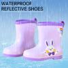 Little-Kids Cute Cartoon Rain Boots Fashion Non Slip Lightwight aterproof Soft Bottom Rain Boots Unisex-Child (Purple, 1 Big Kids) view 2